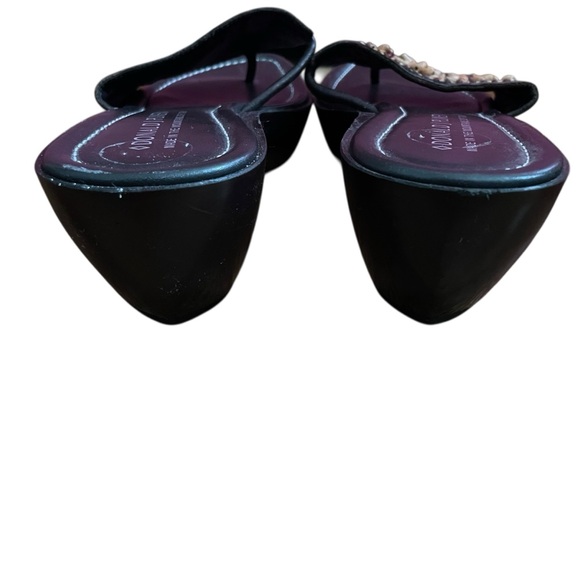 Donald J Pliner Slide Sandals Beaded Floral Italy Brown Tan Women’s Size 10 - Picture 5 of 6